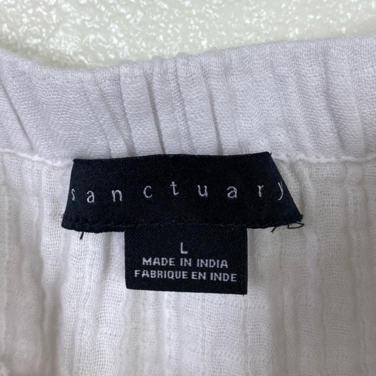 Sanctuary White Textured Puff Sleeve Off the... - Depop