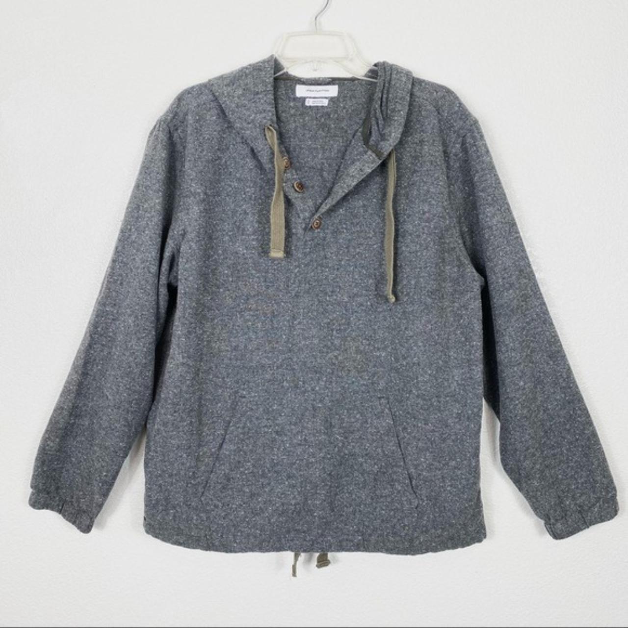 Men’s Urban Outfitters Grey Pilly Wood Button Hoodie... - Depop