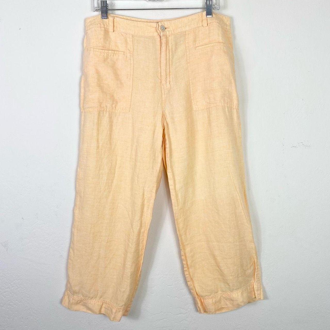 So Blue Sigrid Olsen Yellow 100% Linen Straight Leg... - Depop