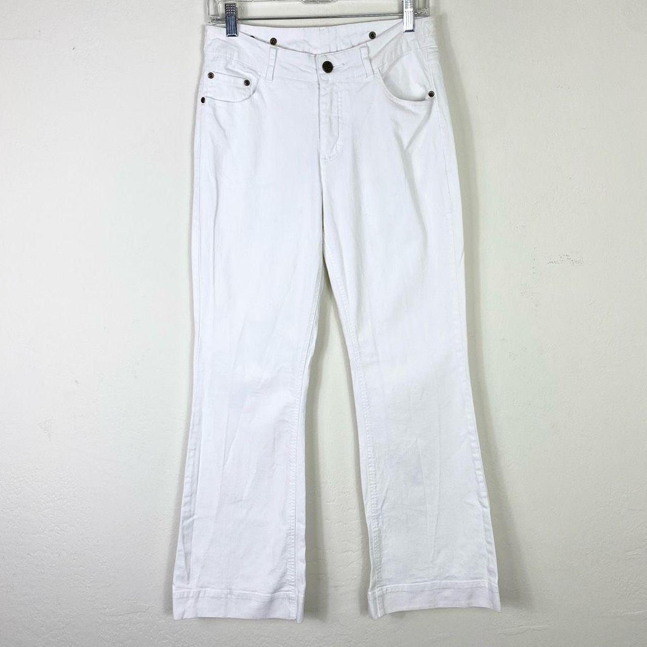 Soft Surroundings White Denim Wide Flare Leg Jeans - Depop