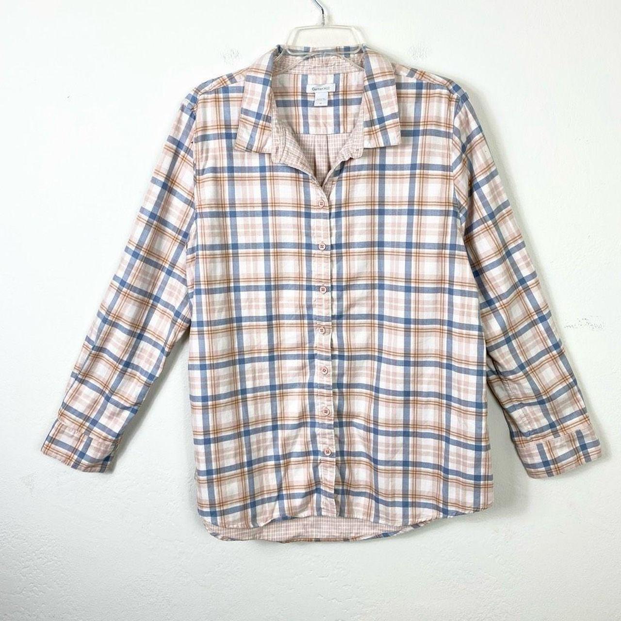 Garnet Hill Pink Blue Plaid 100% Pima Depop