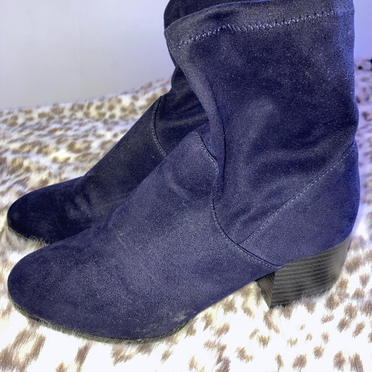 Navy sock boot. Faux suede. Size 3. By Marks and