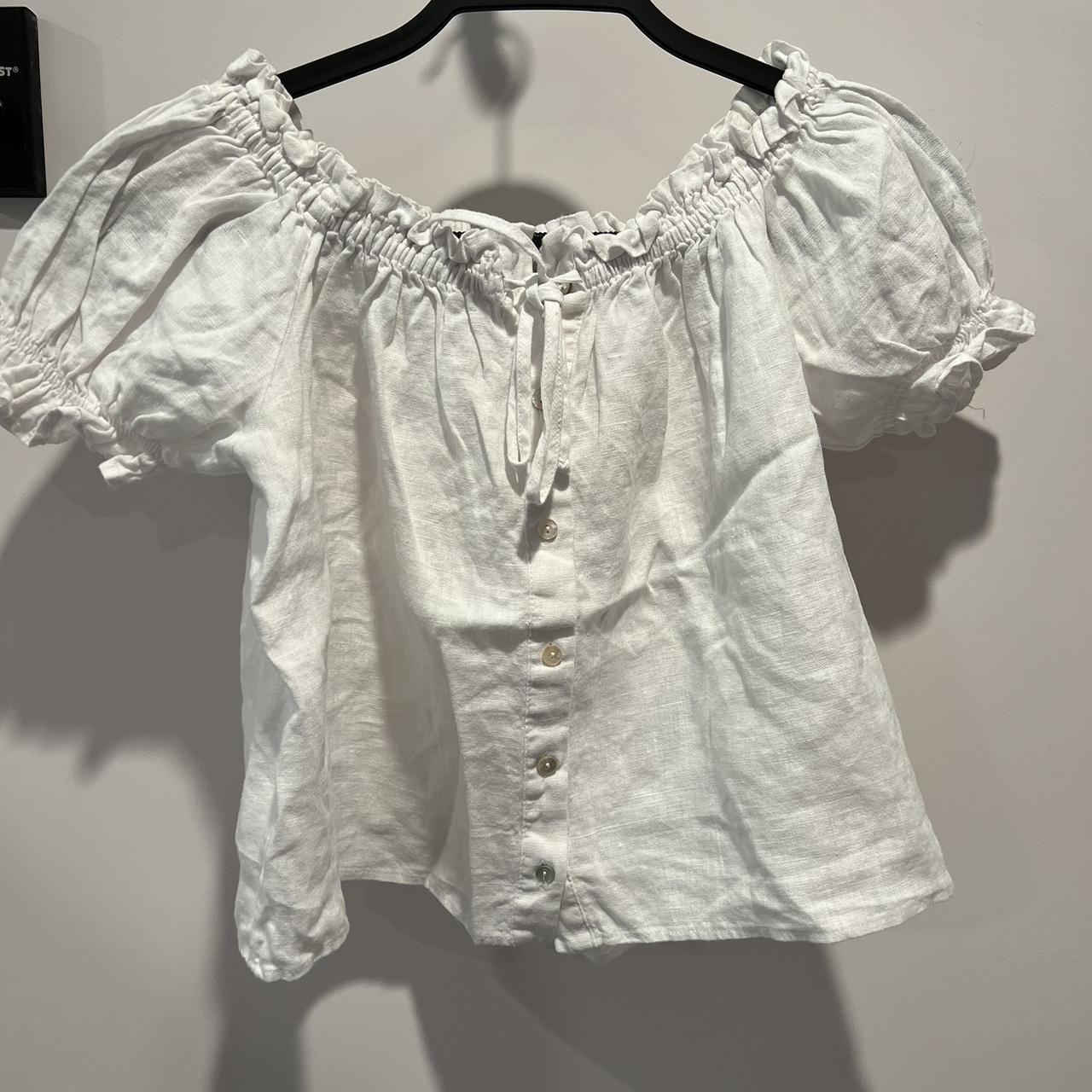 Zara linen white top - can be worn on or off the... - Depop