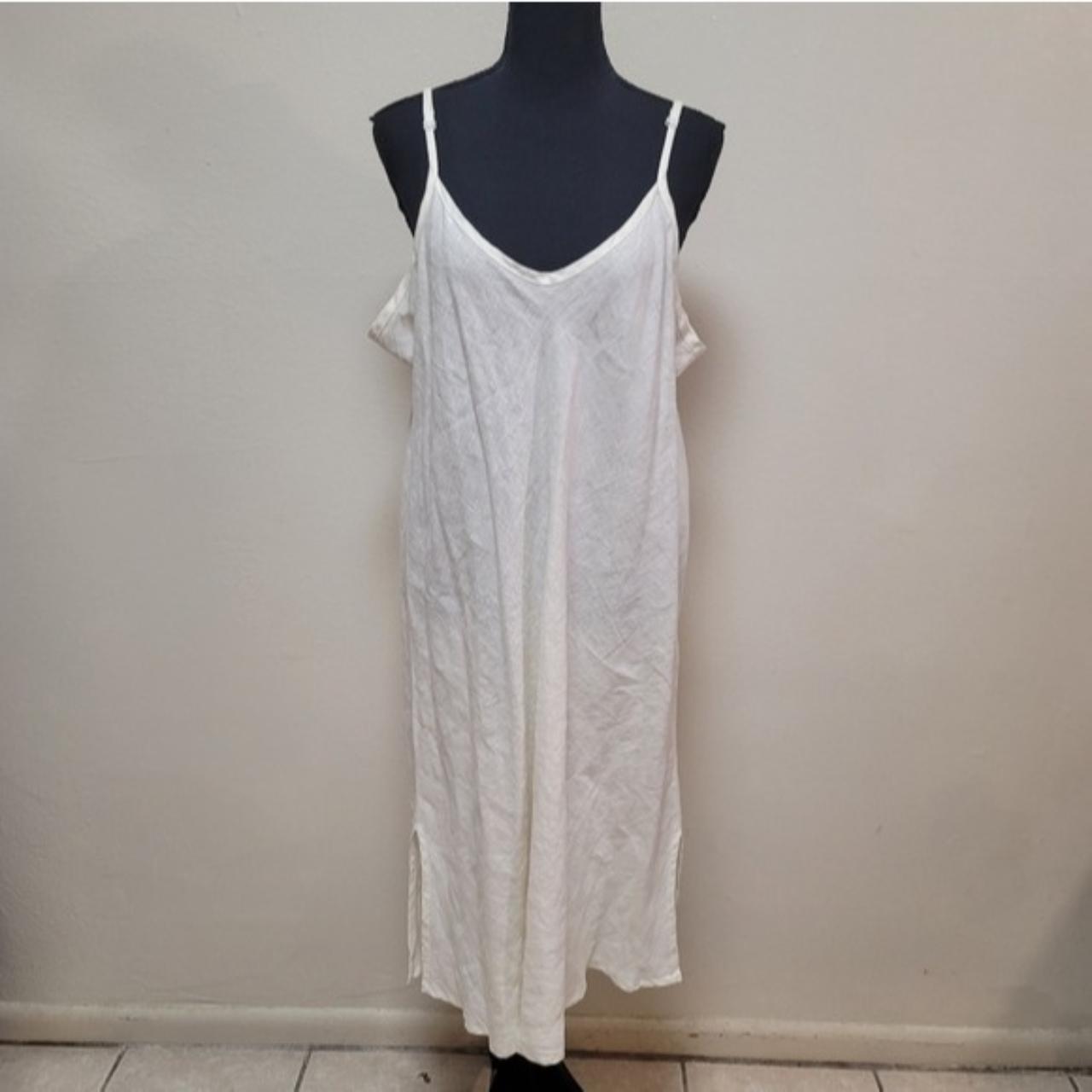 Flax White Linen Slip Midi Dress Size large, good... - Depop
