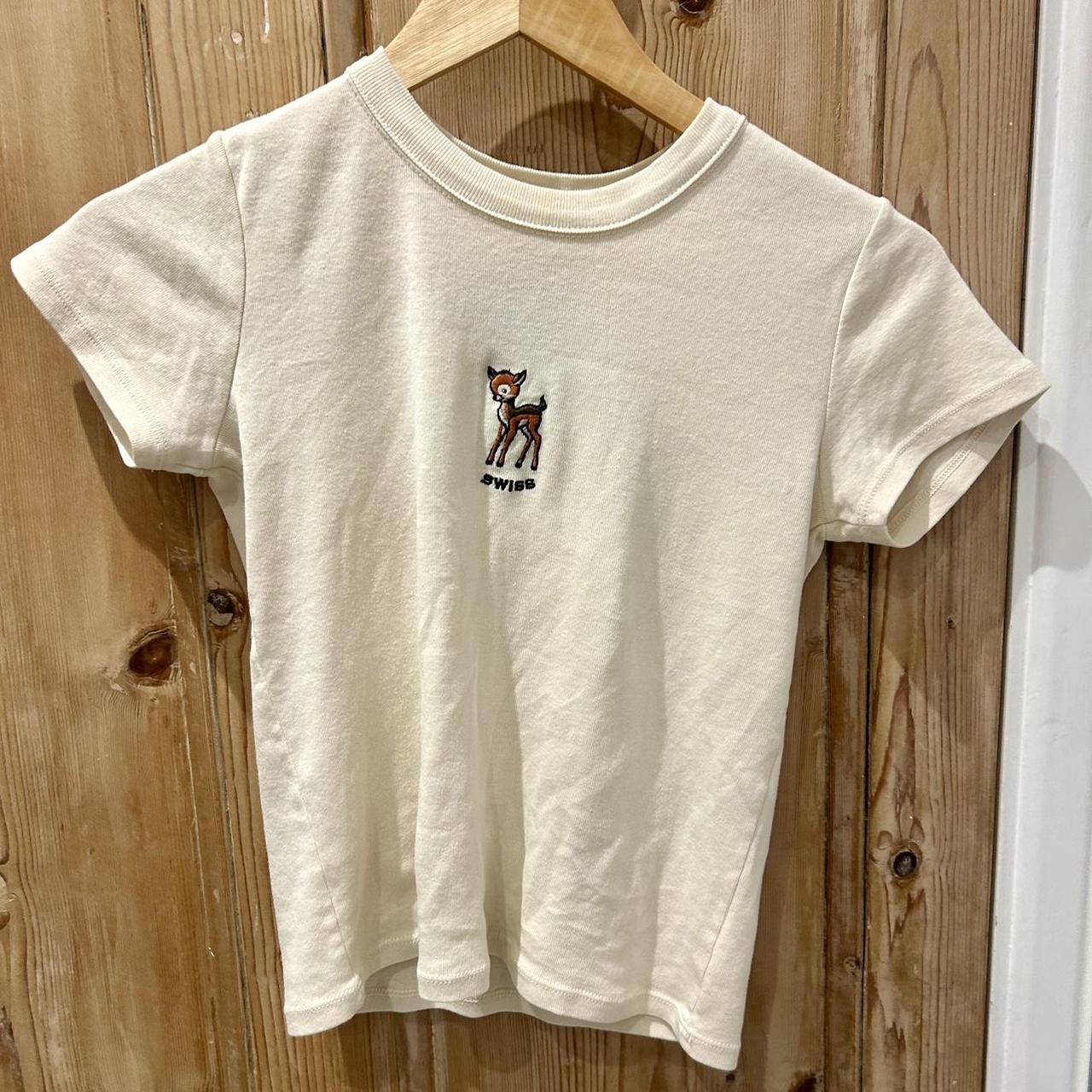 Cream Baby Tee Brandy Melville Never worn - with... - Depop