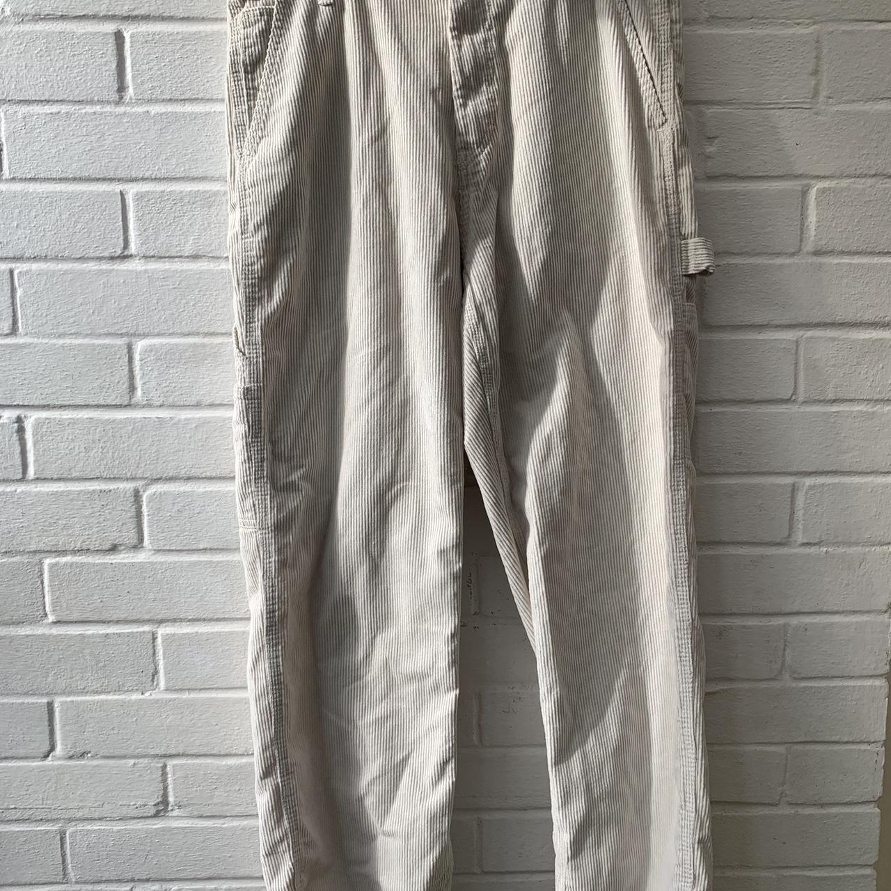 H&M cream corduroy relaxed fit cargo pants trousers... Depop