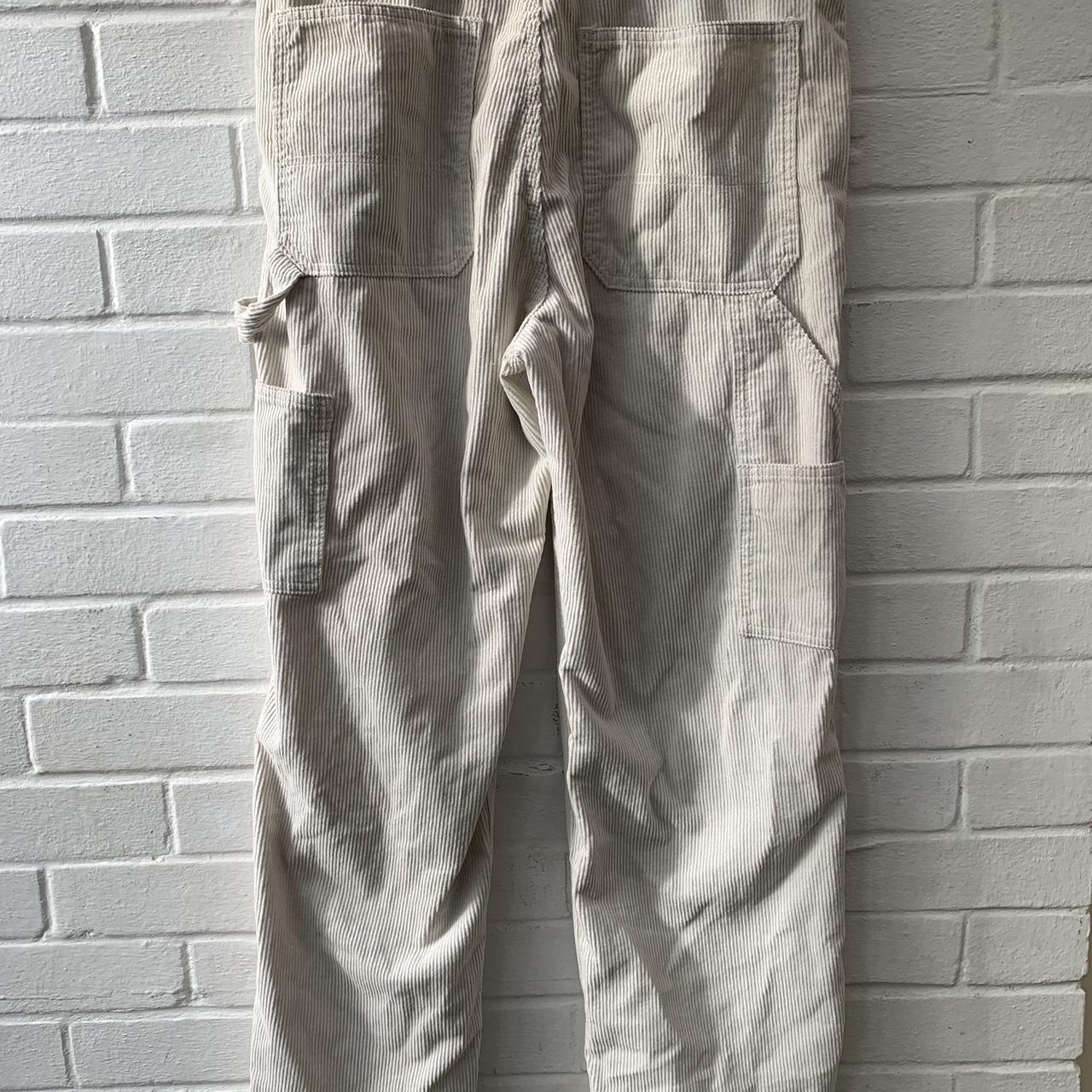 H&M cream corduroy relaxed fit cargo pants trousers... - Depop