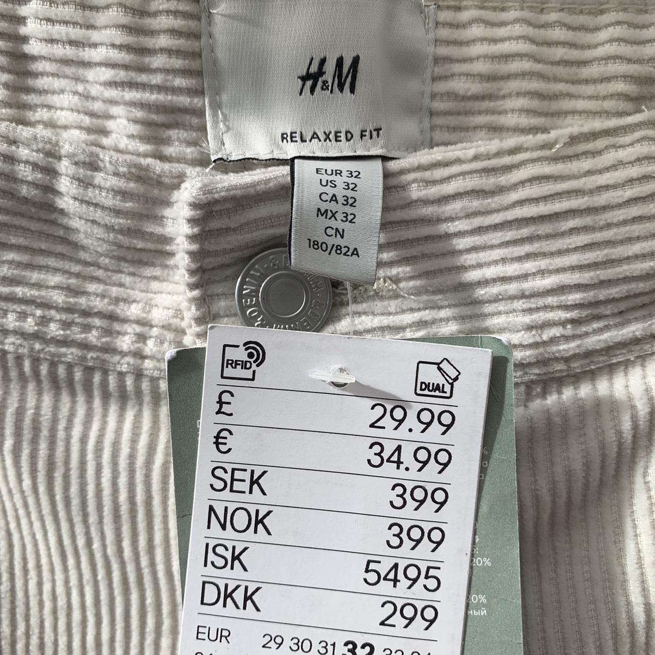 H&M cream corduroy relaxed fit cargo pants trousers... Depop
