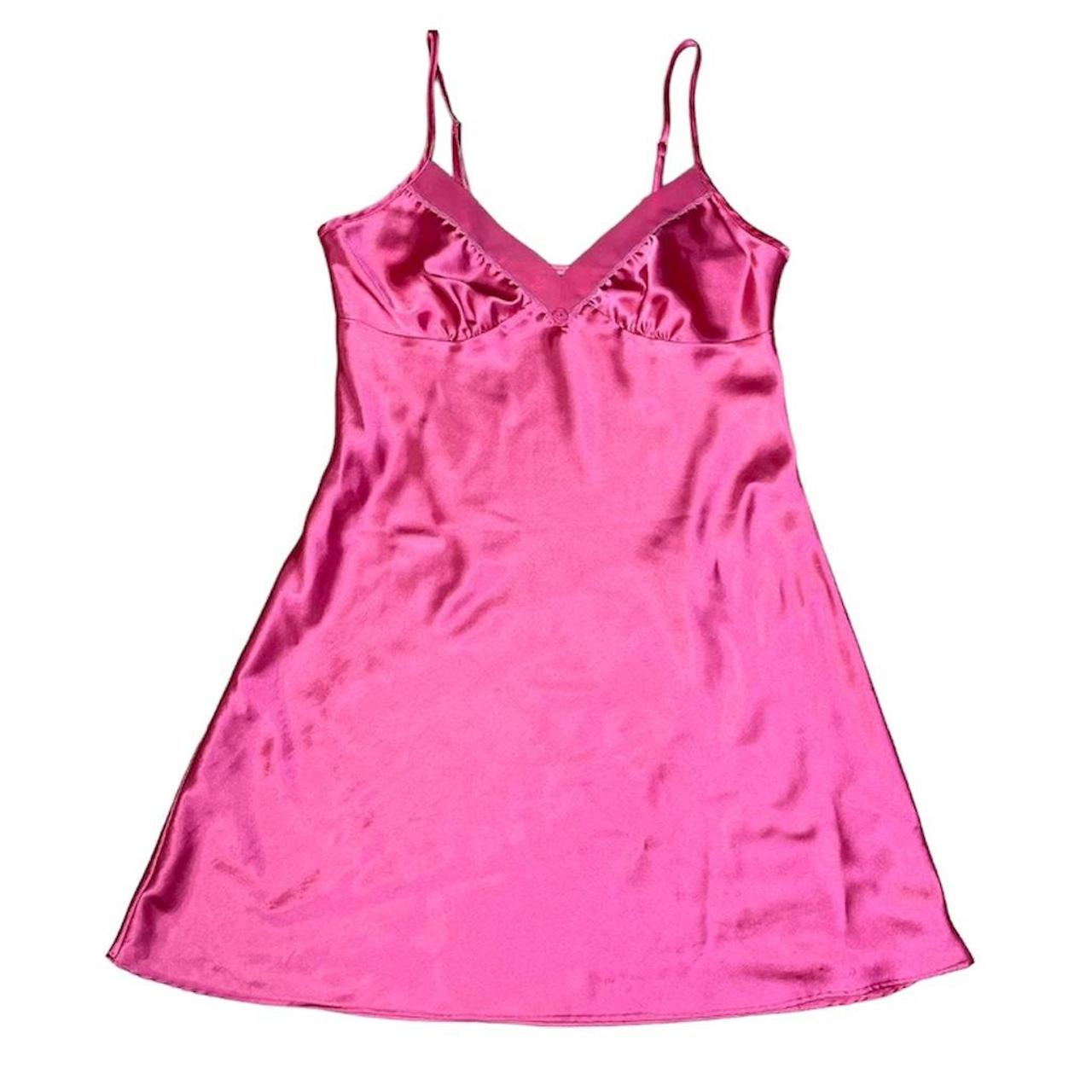 Vintage Pink Slip Silk Like Dress has adjustable... - Depop