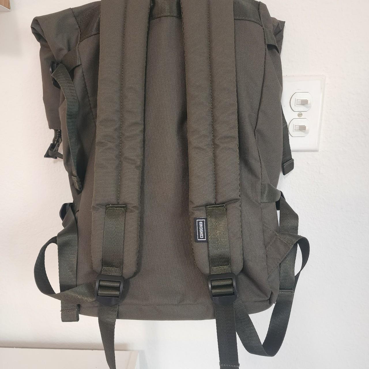 Army Green Consigned RollTop Laptop Backpack for... Depop
