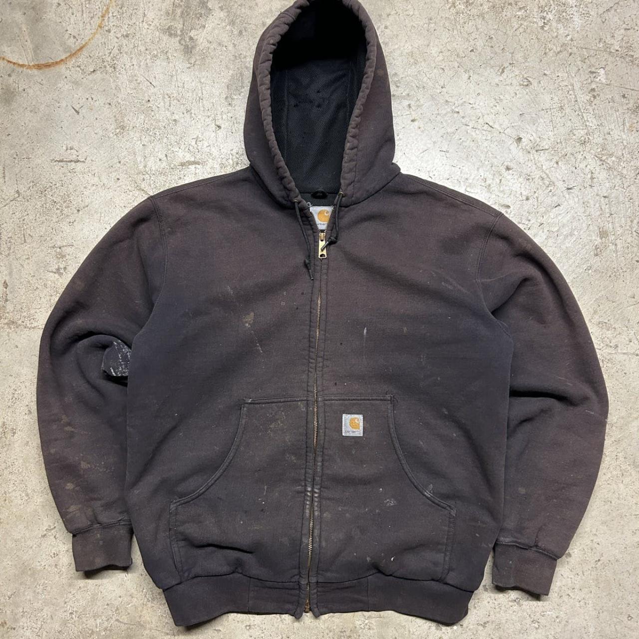 Vintage 90’s Carhartt Waffle Lined Zip Up Hoodie... - Depop