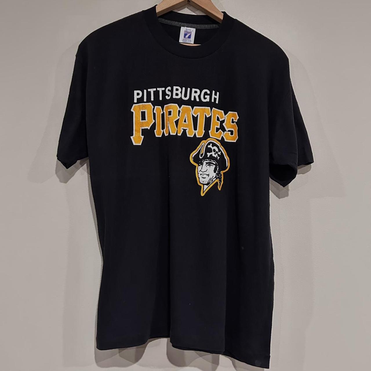 Vintage 80's Pittsburgh Pirates MLB V-Neck Tshirt - Depop