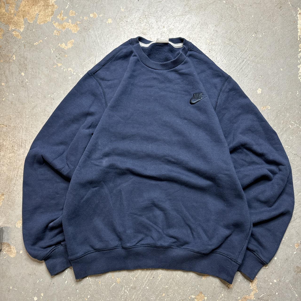 Y2K silvertag emrbroidered tonal navy blue spellout... - Depop