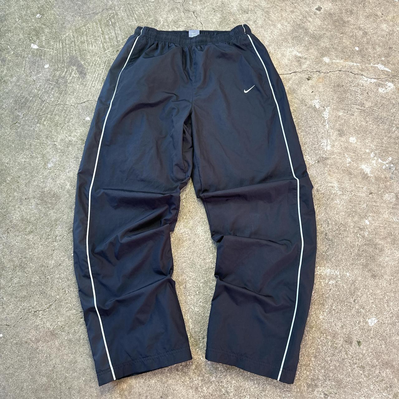 Y2k baggy black and white Nike track pants. Size... - Depop