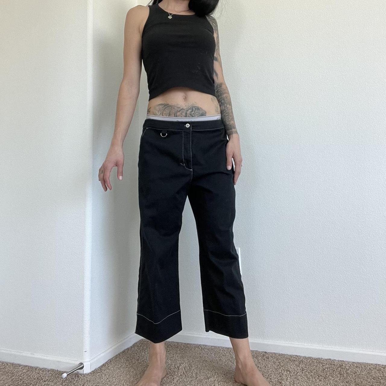 Incredible y2k low rise contrast stitch rave pants!!... - Depop