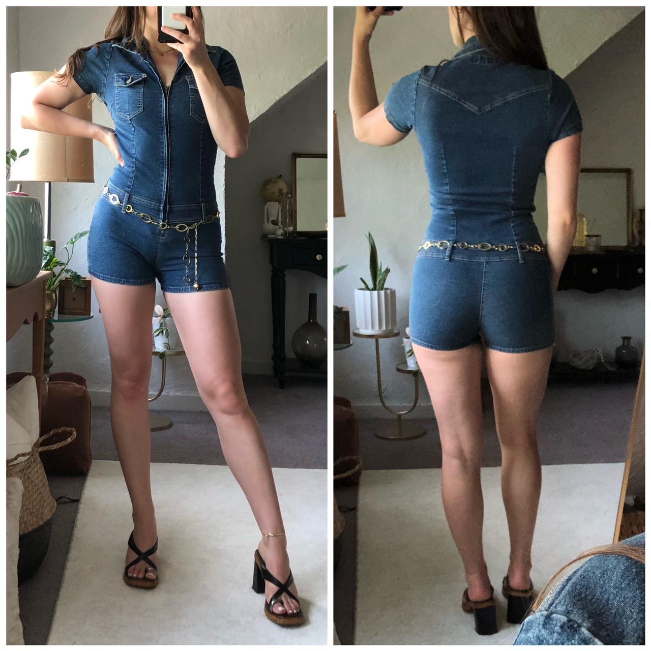 Women's Blue Playsuit-romper | Depop