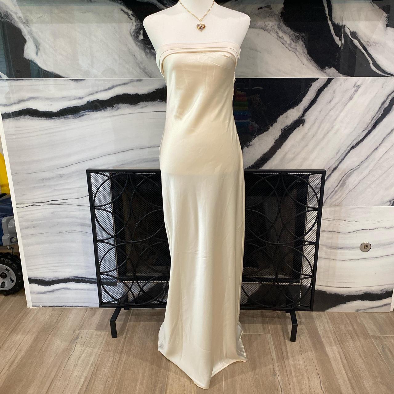 Ivory satin slip gown Size small / hidden zipper on... - Depop