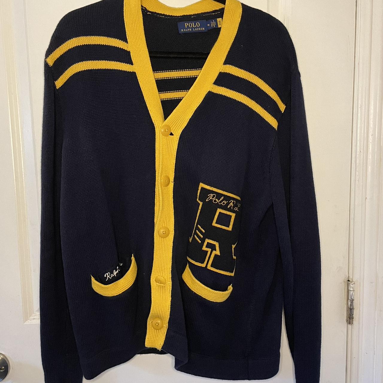 Polo Ralph Lauren Men's Navy and Yellow Jacket | Depop