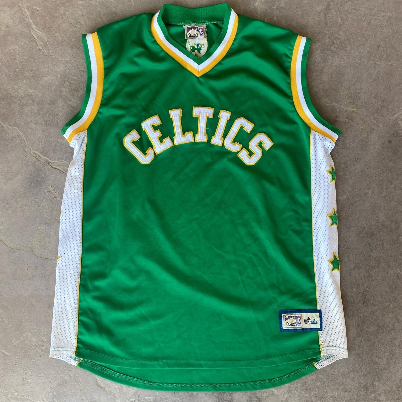 Celtics Green Yellow Stitch Basketball Jersey Majestic Hardwood Classics  Boston