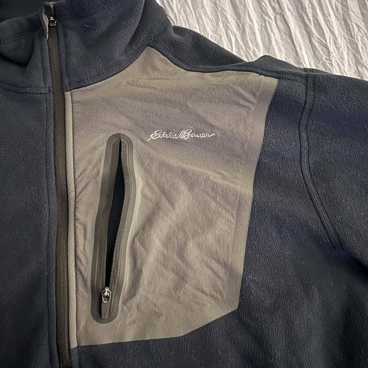 Eddie Bauer Men's Grey and Navy Coat | Depop