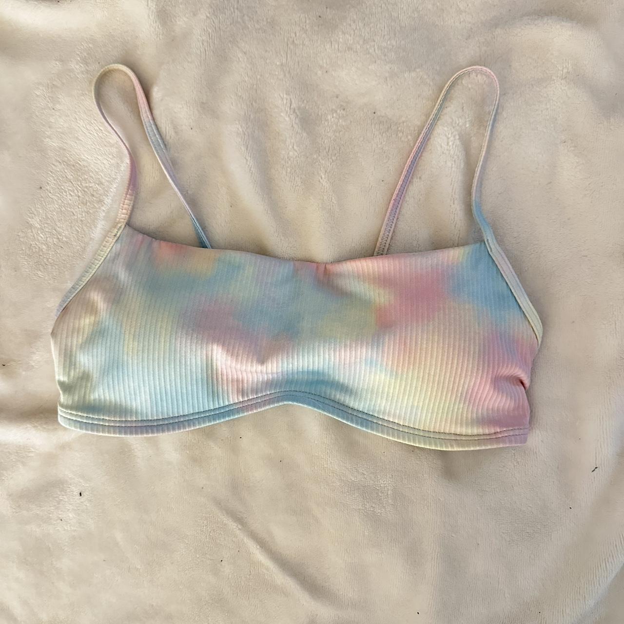 Hollister Pastel rainbow tie dye bikini top