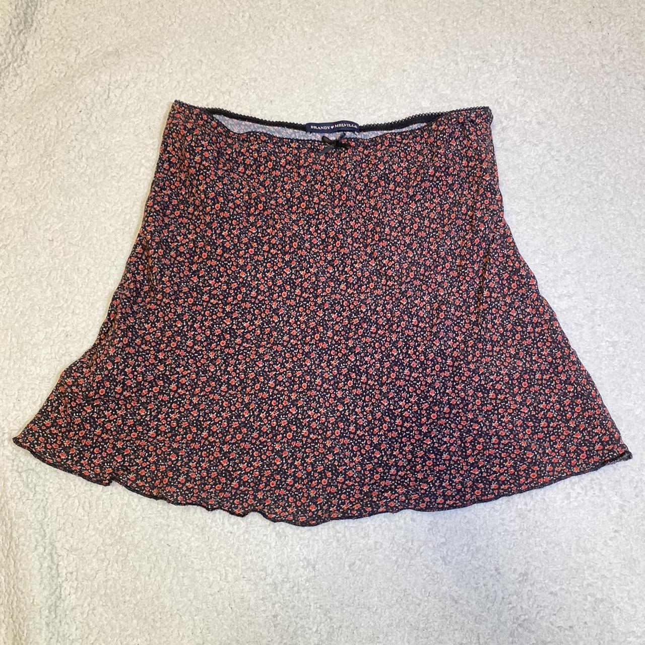 Brandy Melville Women's Red and Black Skirt | Depop