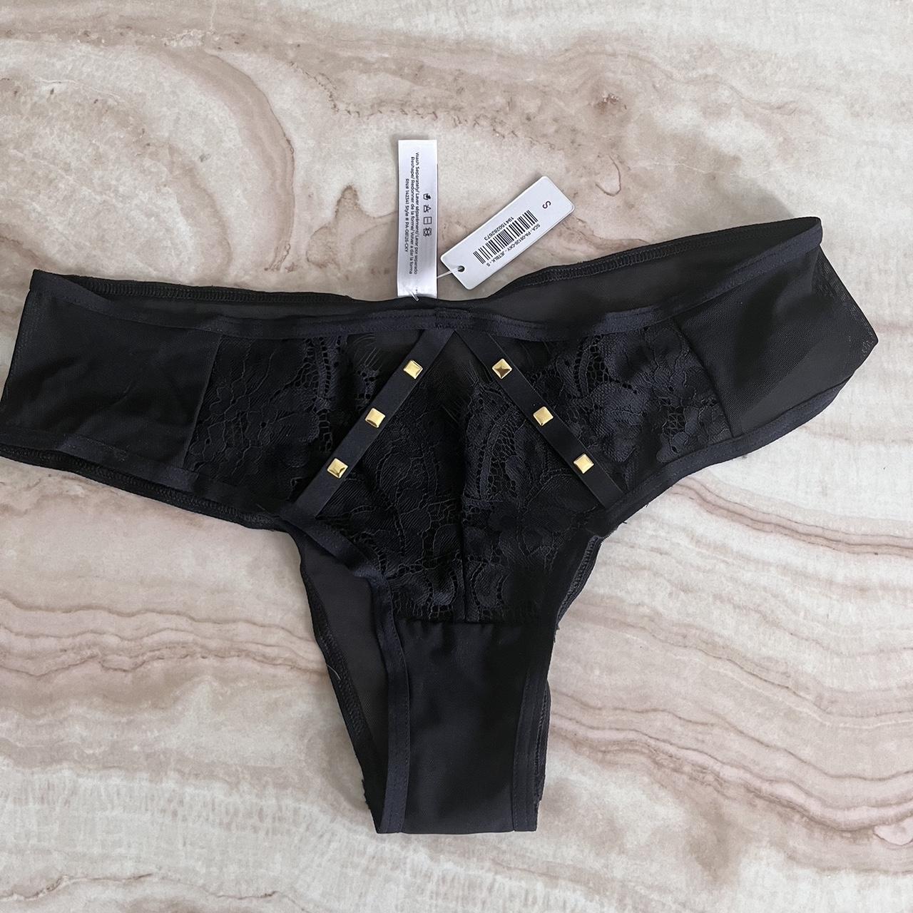 Black cheeky lace sheer goth lingerie panties. Size - Depop