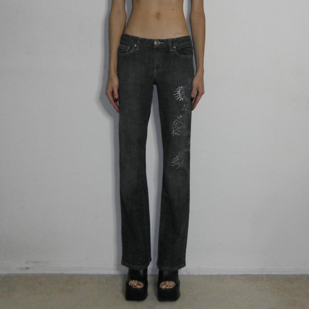 the most INSANE rare y2k 2000s dark gray denim... - Depop