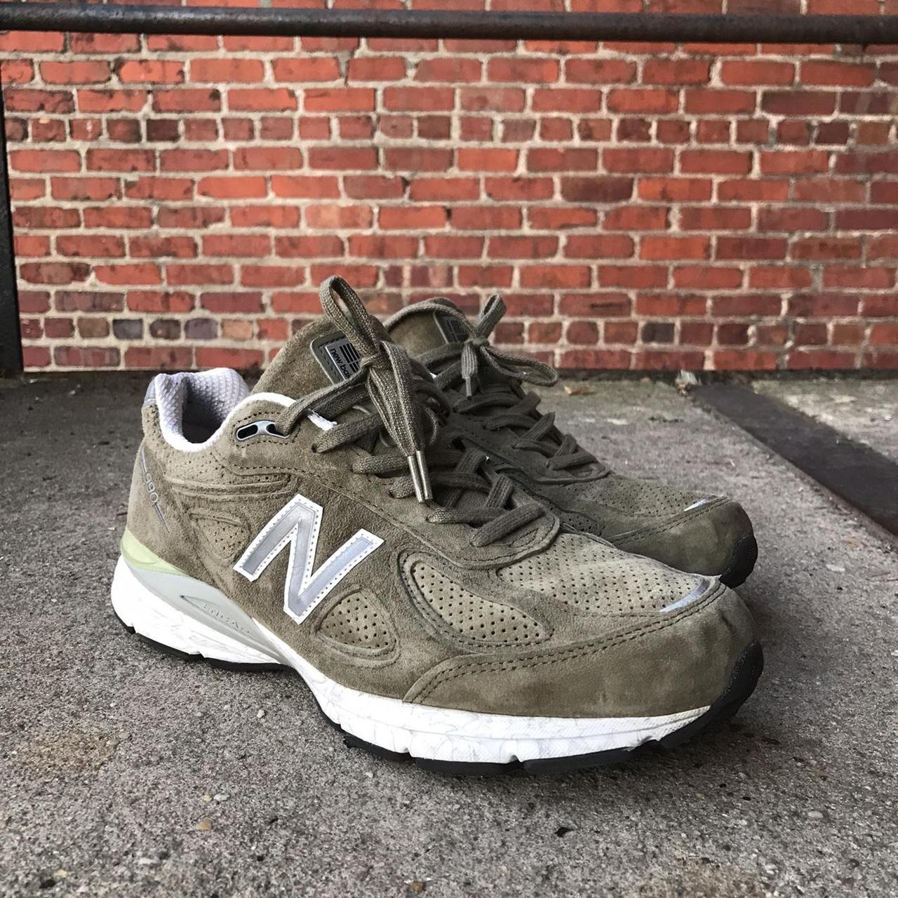 New Balance Men's Green and Khaki Trainers Depop