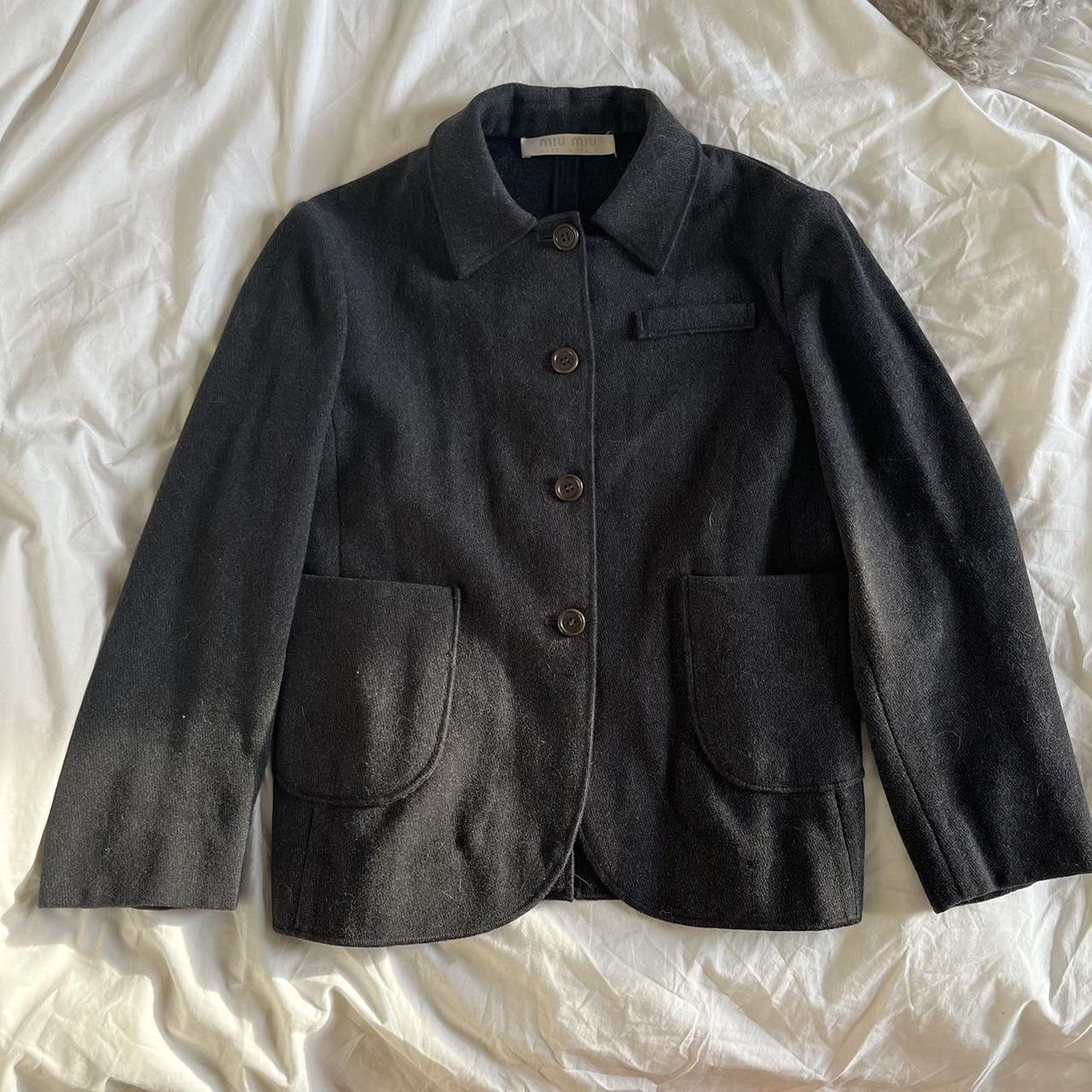 Vintage 90's 00's miu miu grey wool blazer jacket. | Depop