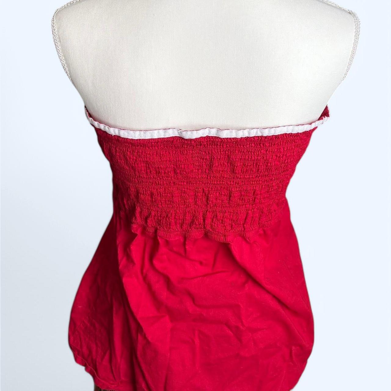 Women's Crop top - Red - L – Red and white embroi… - image 2