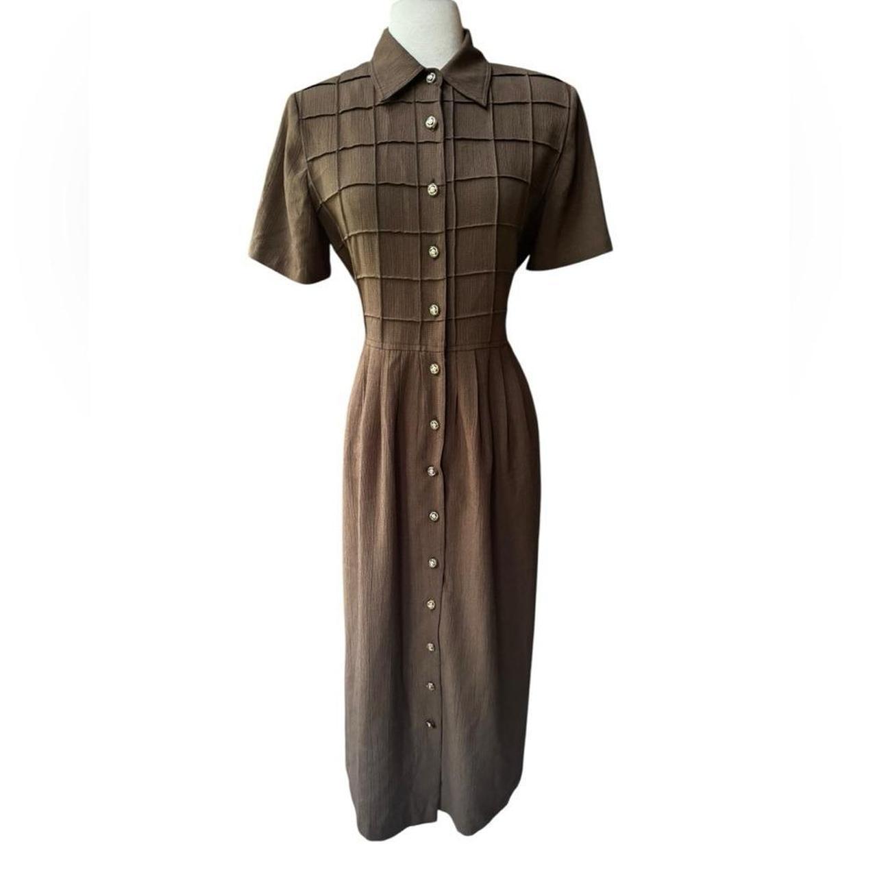 Vintage Women's Shirt Dress - Brown - 8 – 1990s d… - image 1