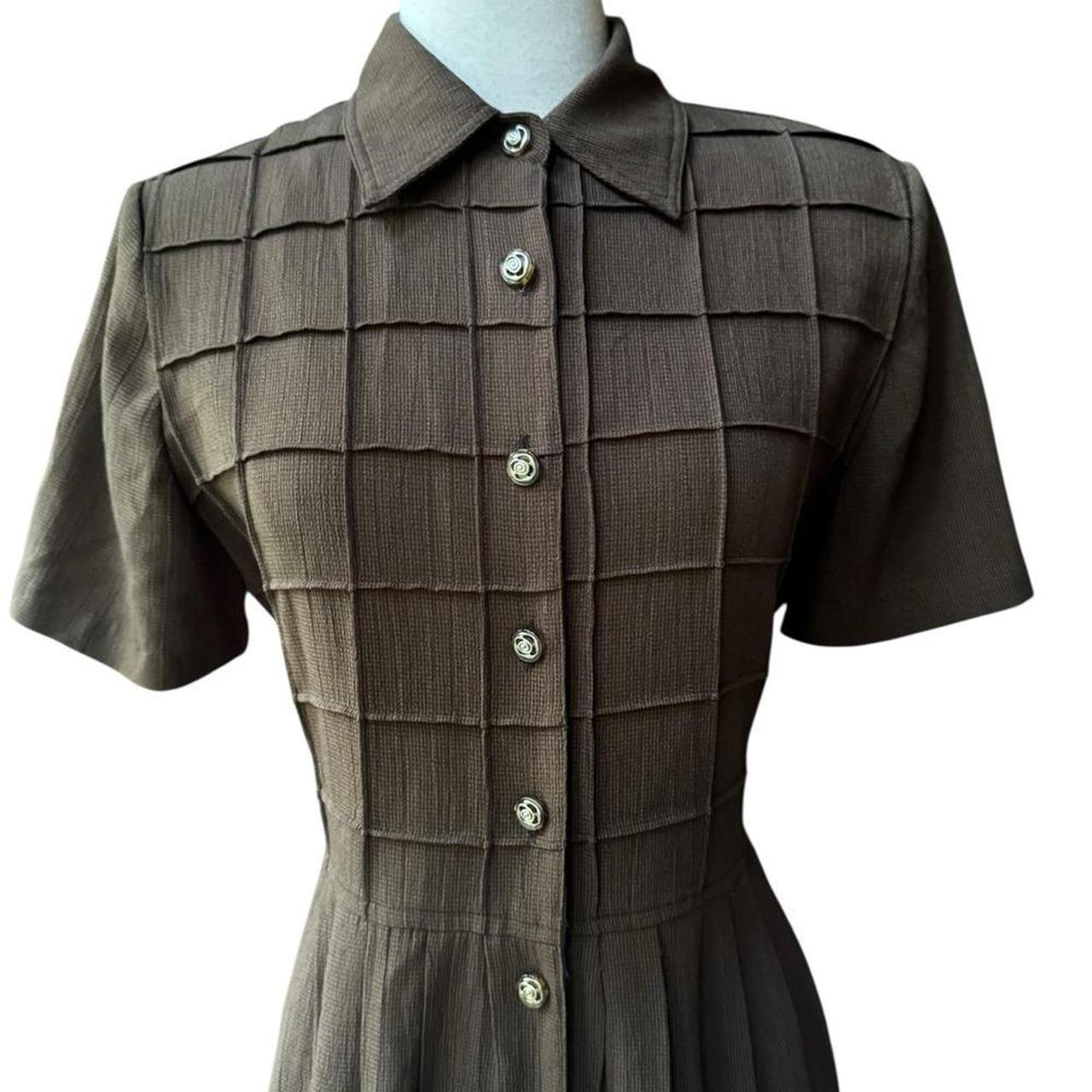 Vintage Women's Shirt Dress - Brown - 8 – 1990s d… - image 2
