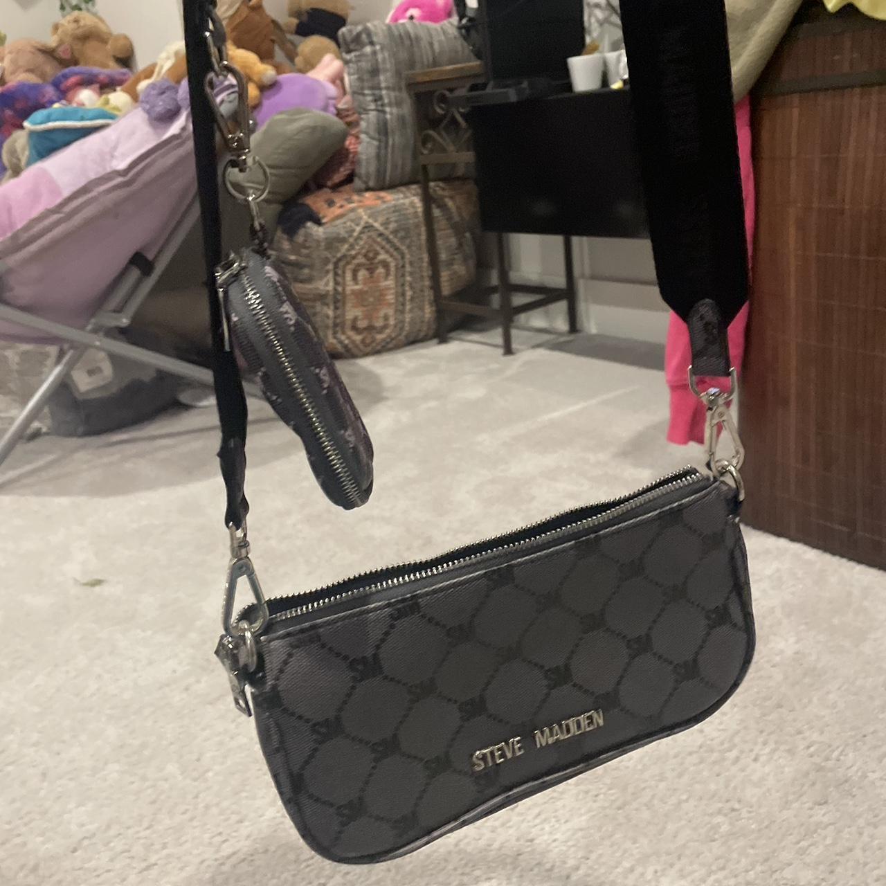 Steve Madden black and silver bag with small case | Depop