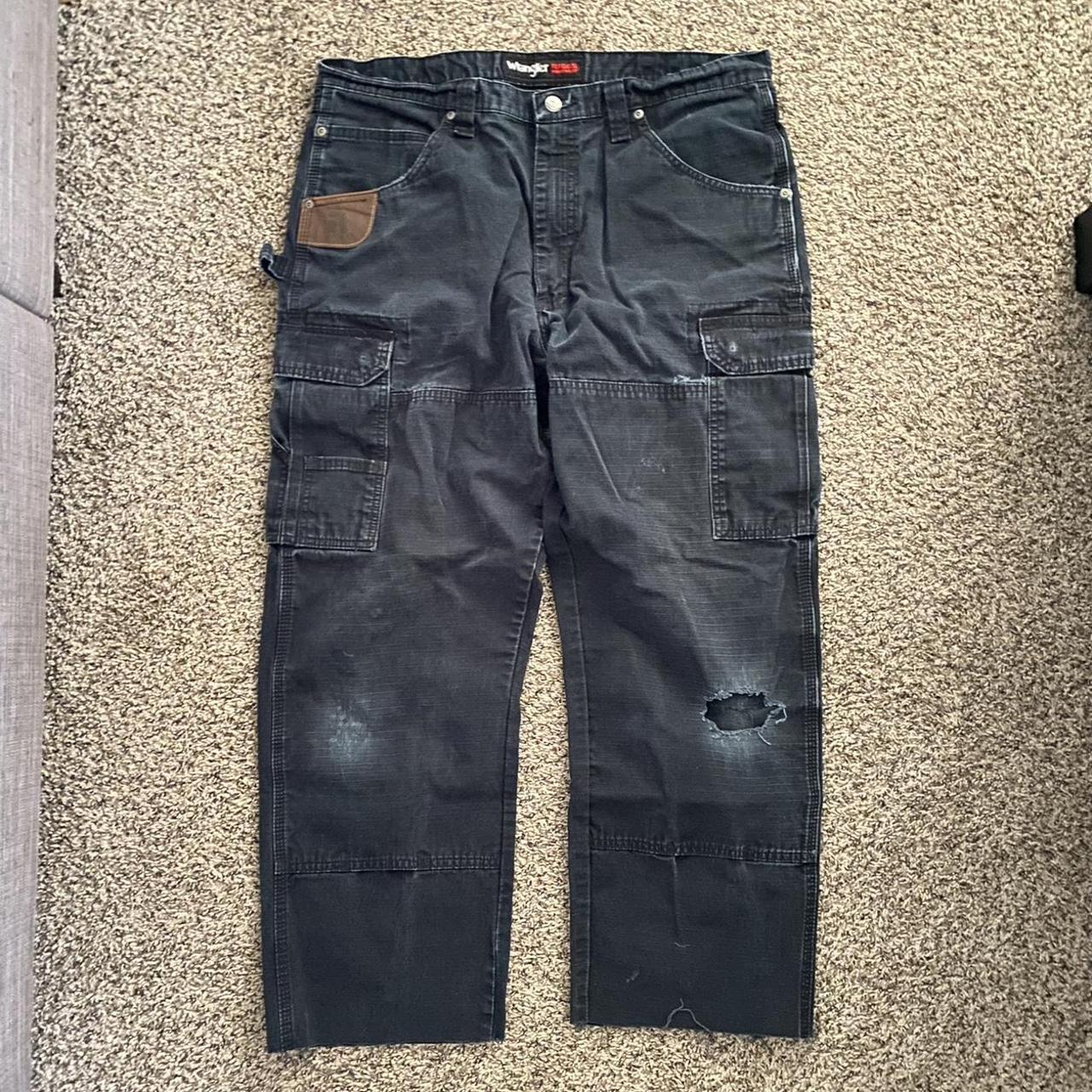 Wrangler Men's Black and Navy Jeans | Depop