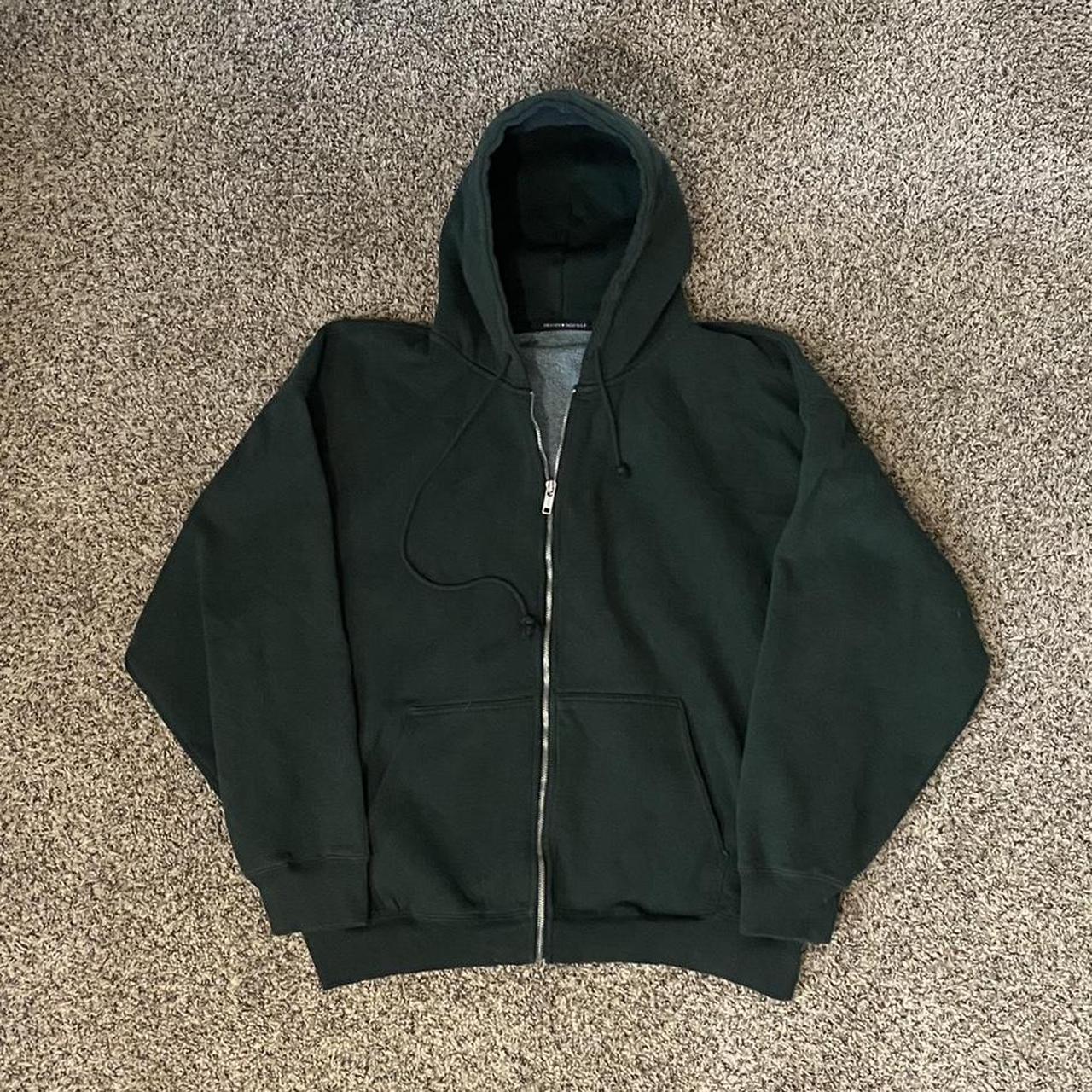 Brandy Melville Green Heavyweight Zip-Up... - Depop