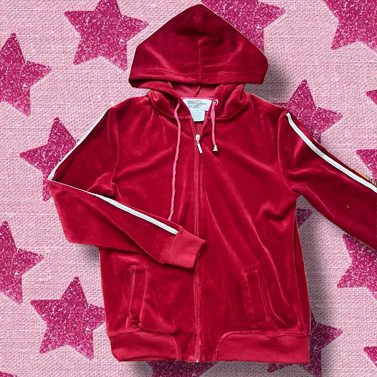 y2k red velvet tracksuit jacket juicy couture dupe,... Depop