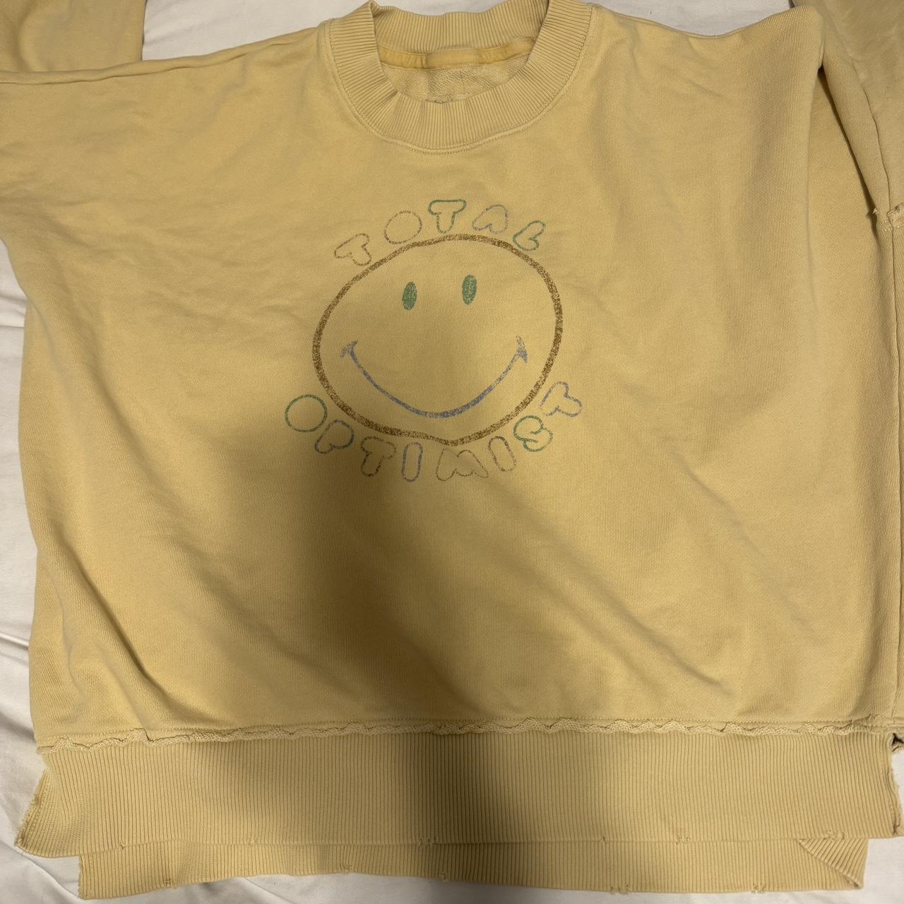 Aerie distressed crewneck #aerie #yellow #trendy - Depop