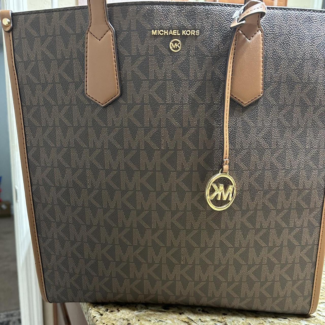 Canvas Monogram Michael Kors tote bag with gold - Depop