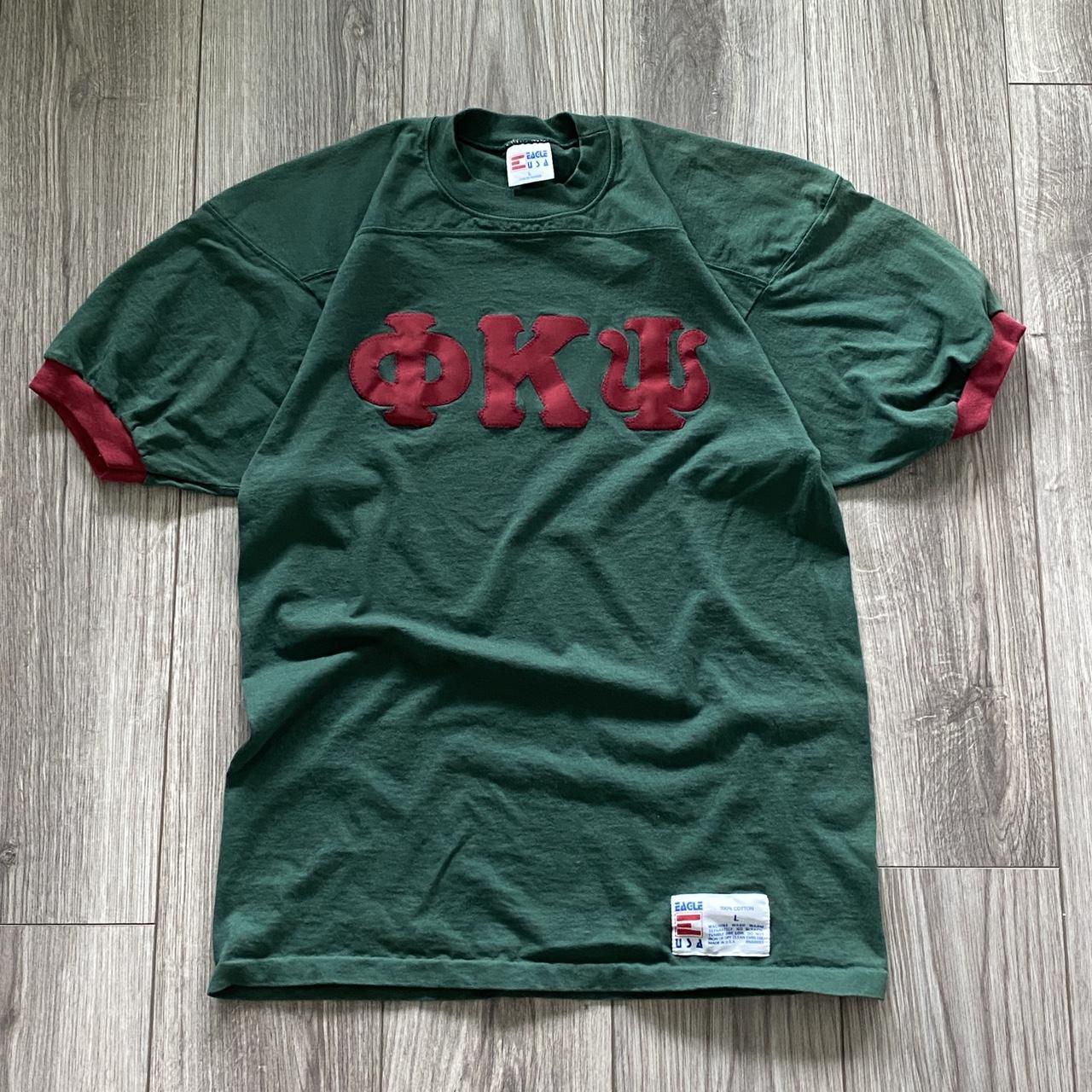 Vintage PHI KAPPA PSI Green Ringer T Shirt Signature... - Depop