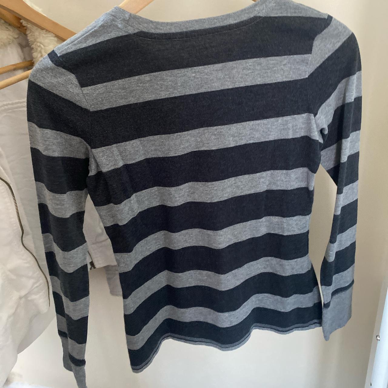 Black and Grey Striped Longsleeve Brand Mossimo Size... - Depop