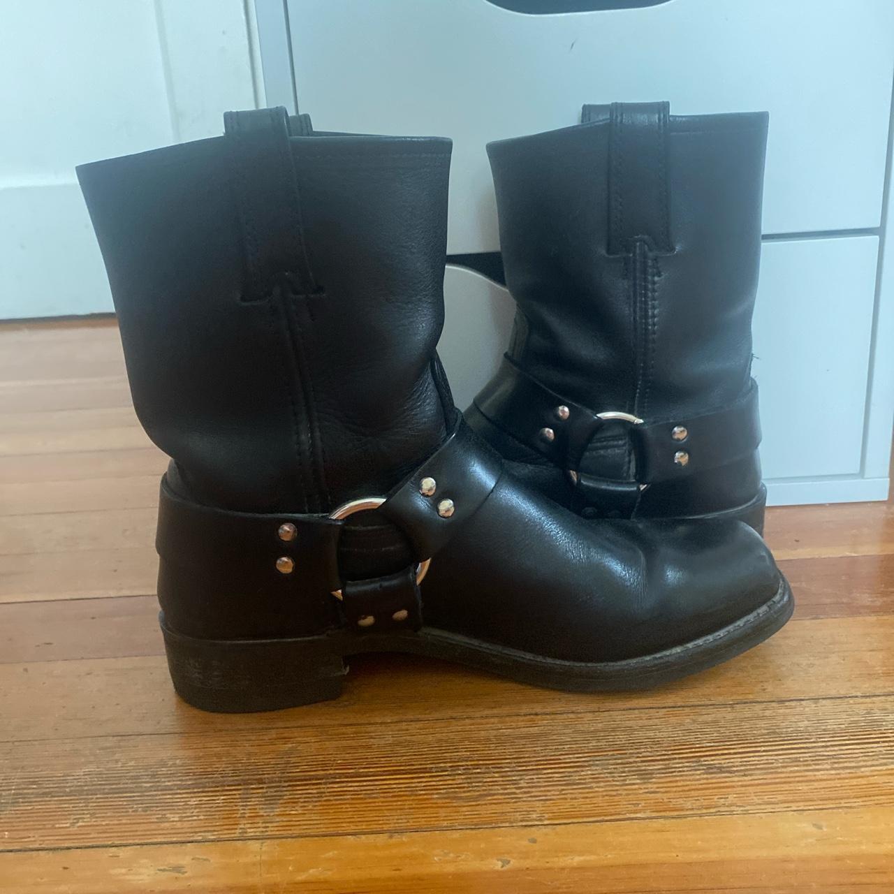 Frye Men's Black and Silver Boots | Depop