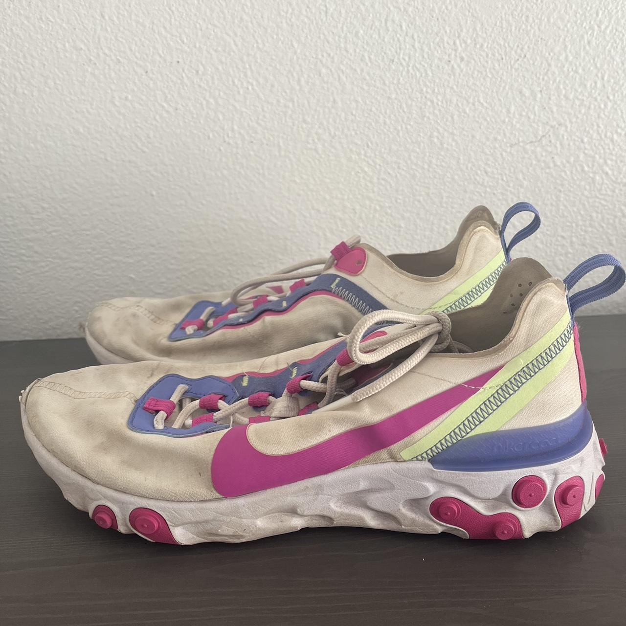 Nike React Element 55 White Fire Pink Sapphire. Depop