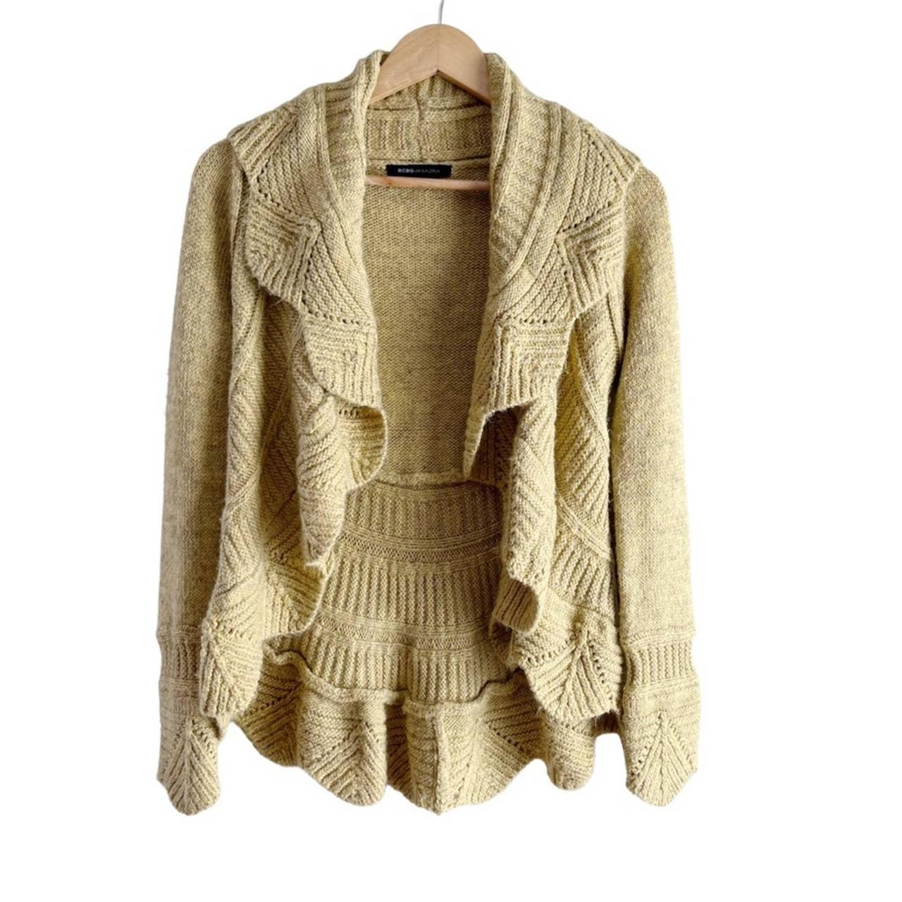 BCBGMAXAZRIA Alpaca Blend Open Front Knit Cardigan Depop