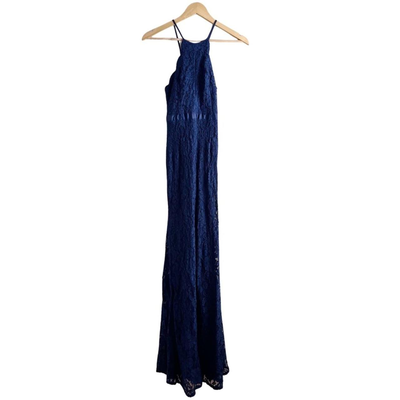 Lulus Zenith Navy Blue Lace Maxi Halter Dress, Size - Depop