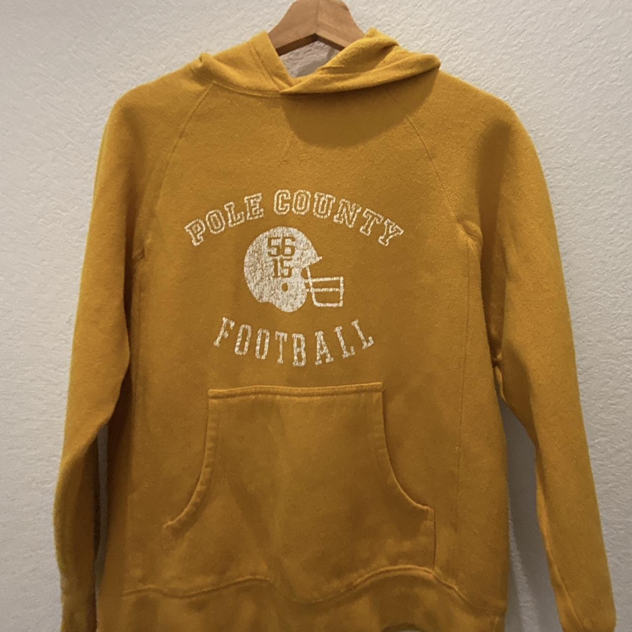 dated 90s football yellow hoodie sweatshirt... - Depop