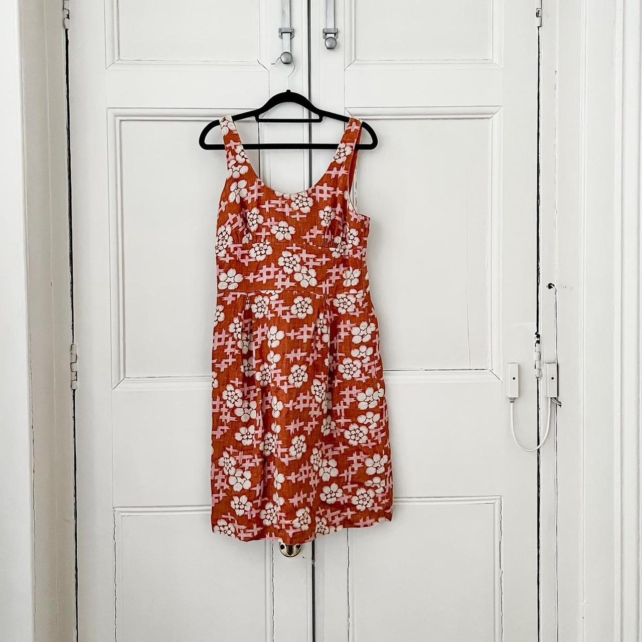 Toast Women's Orange and Cream Dress Depop