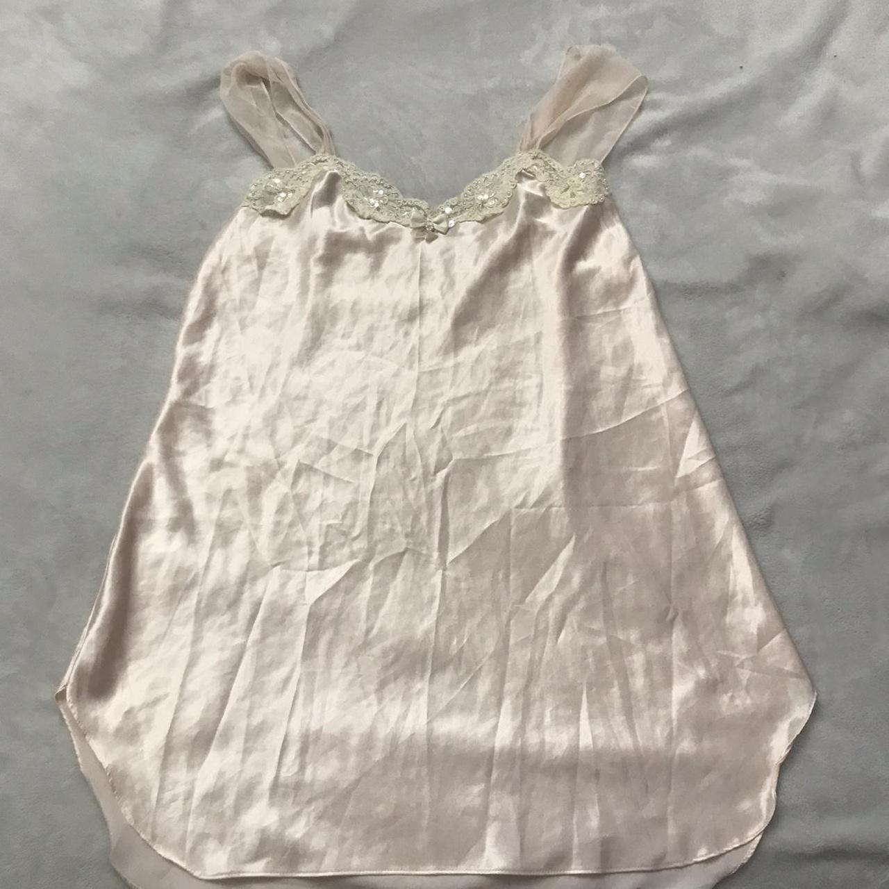 Y2K Baby pink lace detailed slip dress one of a... - Depop