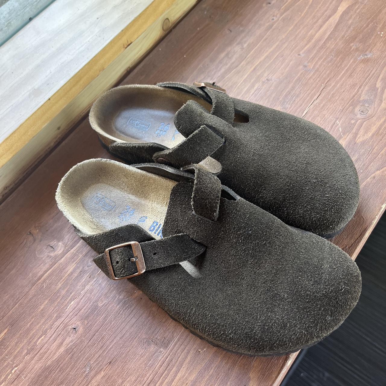 Birkenstock Boston Soft Footbed Suede Leather Mocha... - Depop