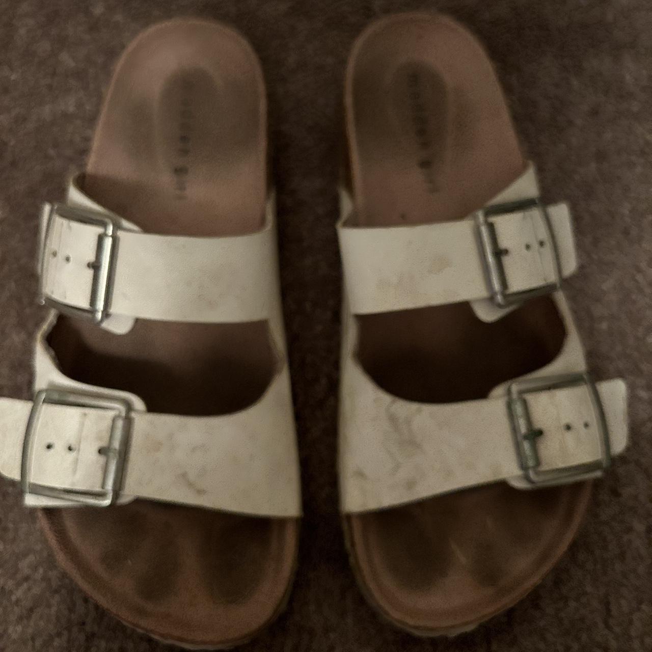 madden girl white slides. SIZE 7 need cleaned and... Depop